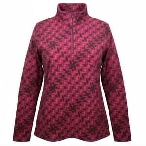 Columbia Women’s Quarter Zip Fleece Pullover Pink Maroon Print Size L